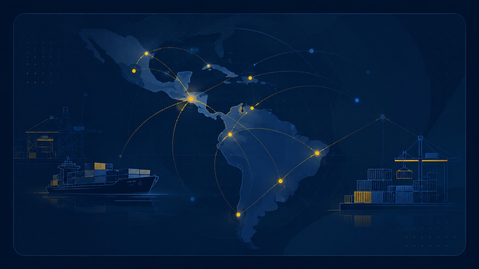 Mapa logístico internacional que representa el respaldo regional de CONSERSA.